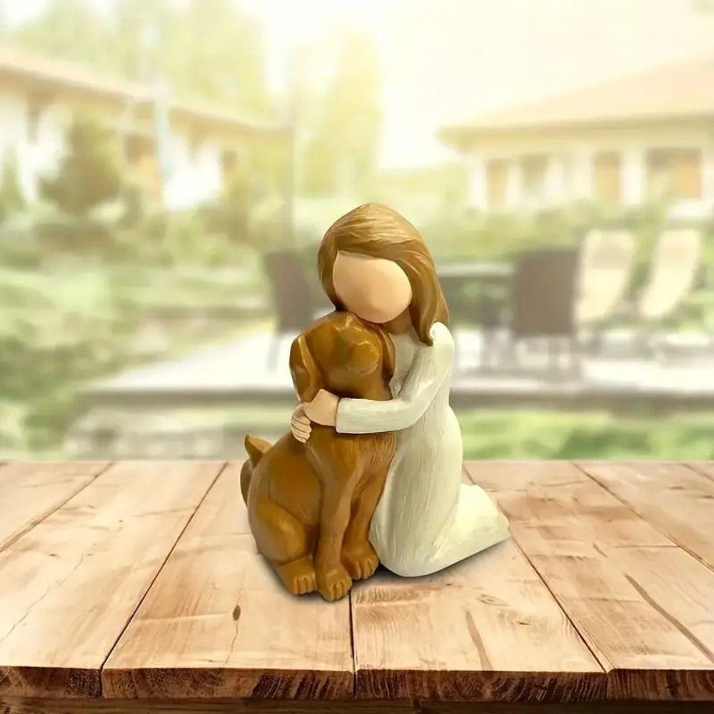 Полимерная фигурка любителя собак, милая миниатюрная скульптура, девушка, держащая статуэтку собаки, автомобиль