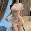 Sex Underwear, Sexy Lace Split-ended Perspective Cheongsam, Pure Desire, Passion Free Set, Hip-showing Cheongsam