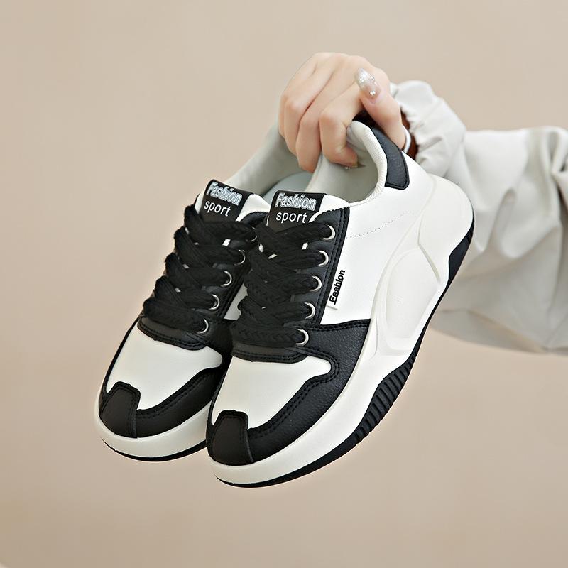 Женские повседневные массивные кроссовки на платформе, легкие кроссовки без шнуровки, дышащие прогулочные кроссовки из искусственной кожи, теннисные спортивные туфли на шнуровке для женщин