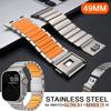 Ремешок из нержавеющей стали для Apple Watch Ultra 3 2 1 49мм 46мм 45мм 44мм Резиновый металлический ремешок для Iwatch Серии 11 10 9 8 7 6 5 SE3