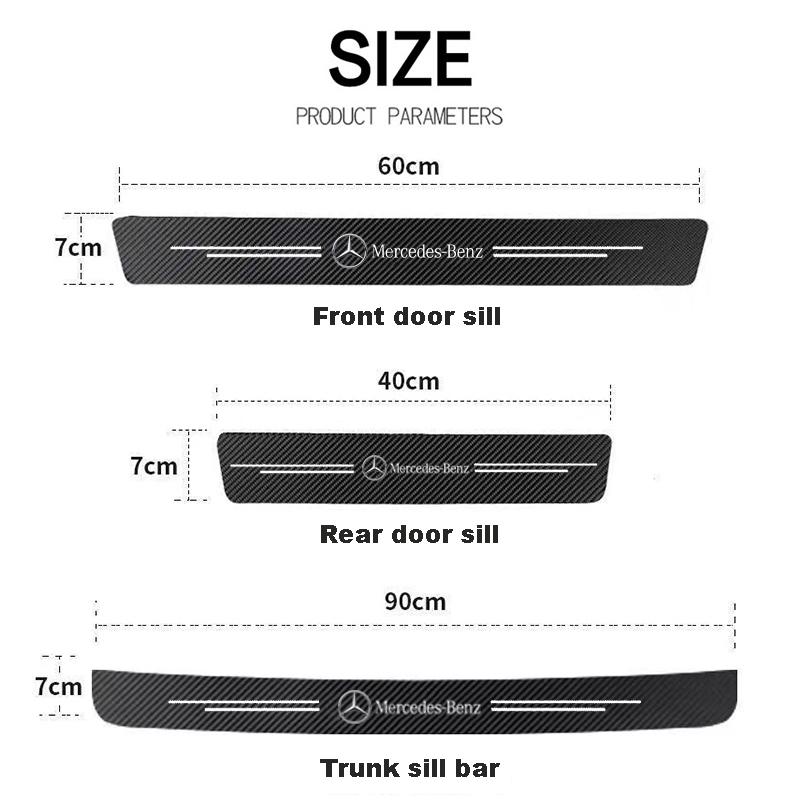 VFO1 1/4/5Pcs Car Door Sill Protector Strip Anti-Scratch Sticker Hubcap For Mercedes Benz AMG GLC GLE CLA GLB W205 W206 W211 GLK W204