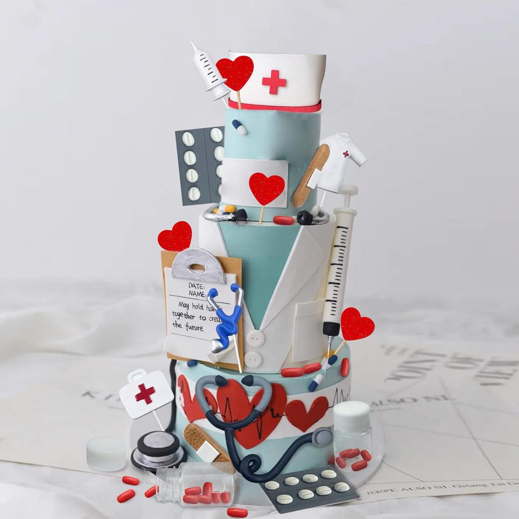 Nurse Cake Topper Nursing Cupcake Toppers Nurse Graduation Cake Decorations RN Theme Party Favors for Doctor Nurse Party Supplie