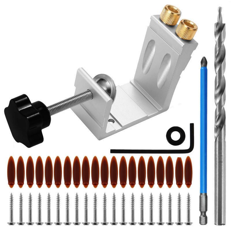 47 шт. Локатор косых отверстий Деревообрабатывающий позиционер Сверла Набор приспособлений для карманных отверстий Набор направляющих для сверления под углом 15 градусов Столярные инструменты