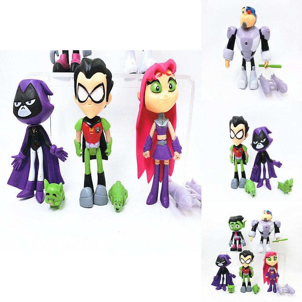 Teen Go Titans To The Movies Robin Cyborg Beast Boy Raven Action Figure 7pcs Toy
