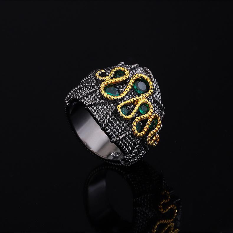 Модное кольцо с имитацией цвета сокровищ 925 пробы, винтажное, из черного золота, с блестящим бриллиантом, женское, для вечеринки, дня рождения, подарок для невесты