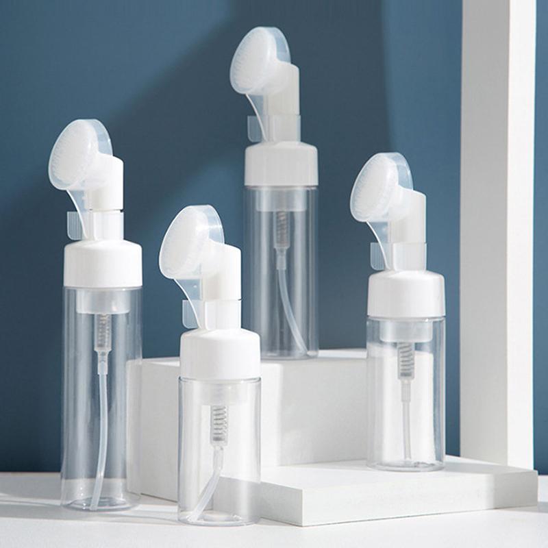100/150/200Ml Empty Froth Foaming Pump Bottle With Silicone Brush Head Press Type Face Cleaning Foam Bottles