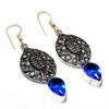 Swissblue Topaz Gemstone 925 Silver Plated Handmade Jewelry Earring 2.27"