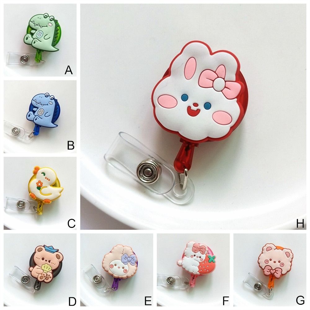 Bear Rabbit Retractable Badge Holder Cartoon Animals Easy Pull Buckle Doctor Students