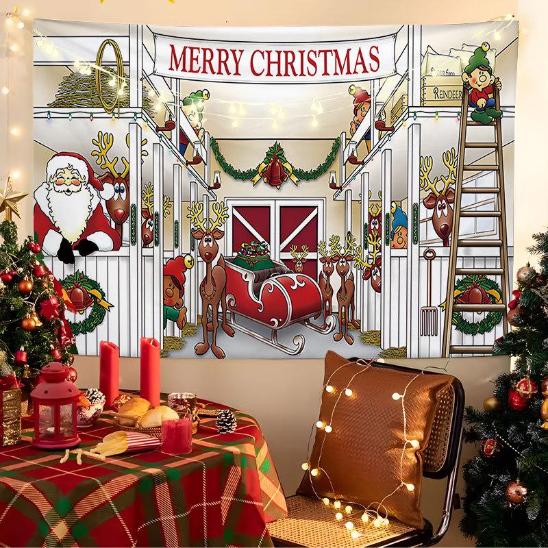 European Christmas Festival Hanging Cloth - Fresh Party Background Decor