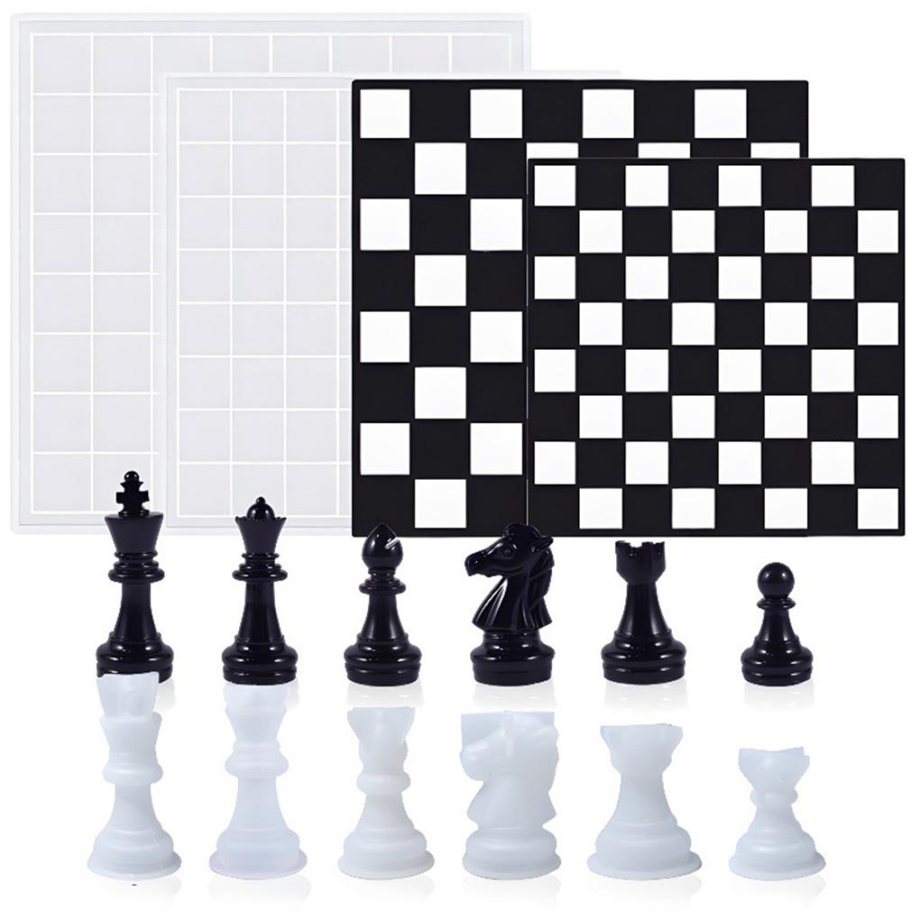 Шахматная форма Антипригарная Замена Современный Простой Стиль Смола Международные Шахматы Изготовление Поделок Форма Аксессуары