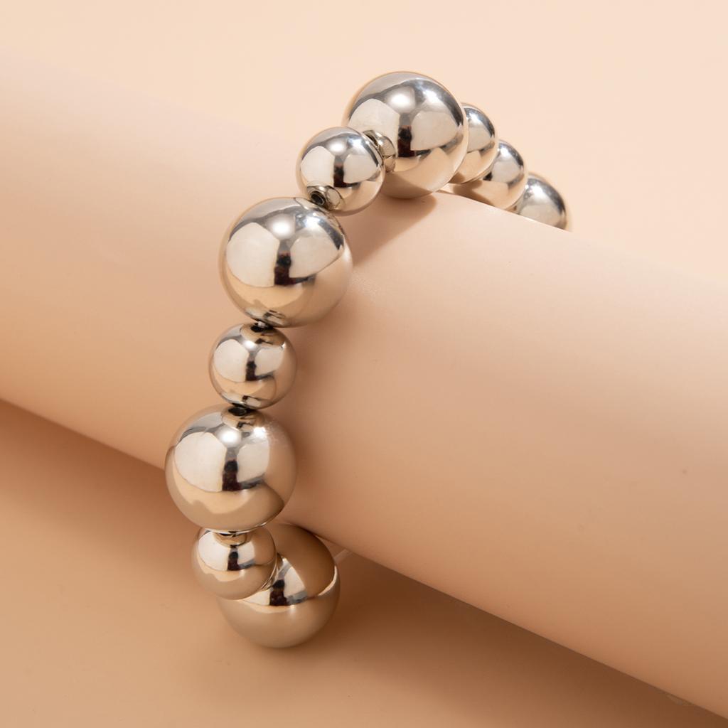 KunJoe Exaggerated Large CCB Ball Bracelet for Women Men Vintage Mixed Color Beaded Elastic Line Bracelet Party Gift New Year