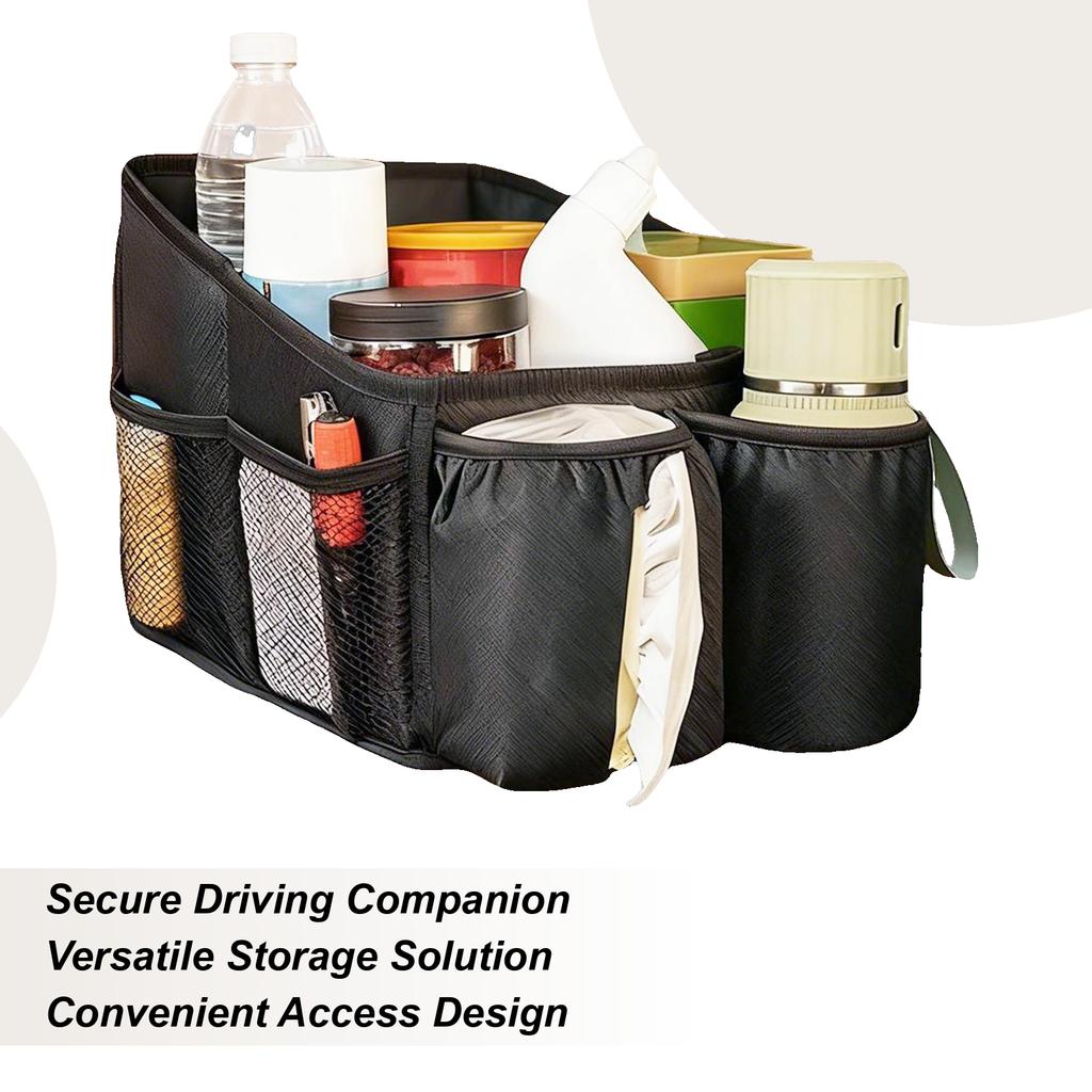 Car Seat Organizer Foldable Multi-Compartment Storage Caddy With Handle Car Interior Organizer For Toys Tissues Snacks Drinks