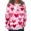 Women's Fashion Casual Loose T-shirt Long Sleeve Valentine's Day Love Print Crew-neck Top