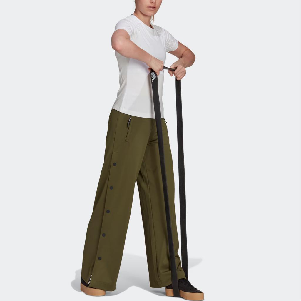 Adidas X Karlie Kloss Collaboration Solid Color Side Button Flared Sports Pants Women Pants Green GV3533