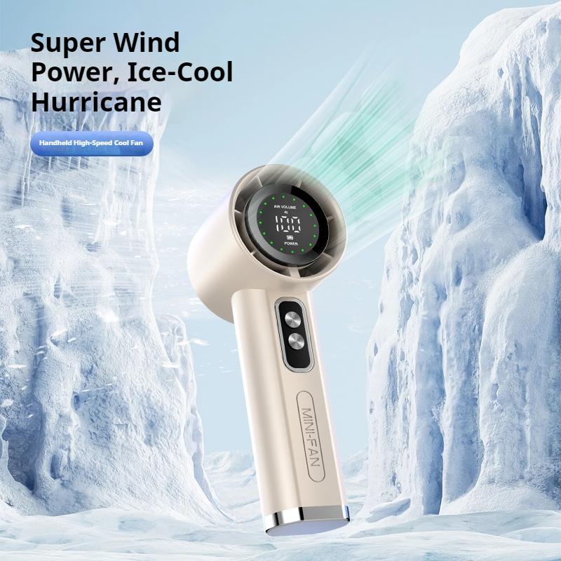 Портативный ручной вентилятор с ремешком и светодиодным дисплеем, 100 высокоскоростных холодных потоков, мини-вентилятор 3000 мАч для улицы, путешествий, кемпинга
