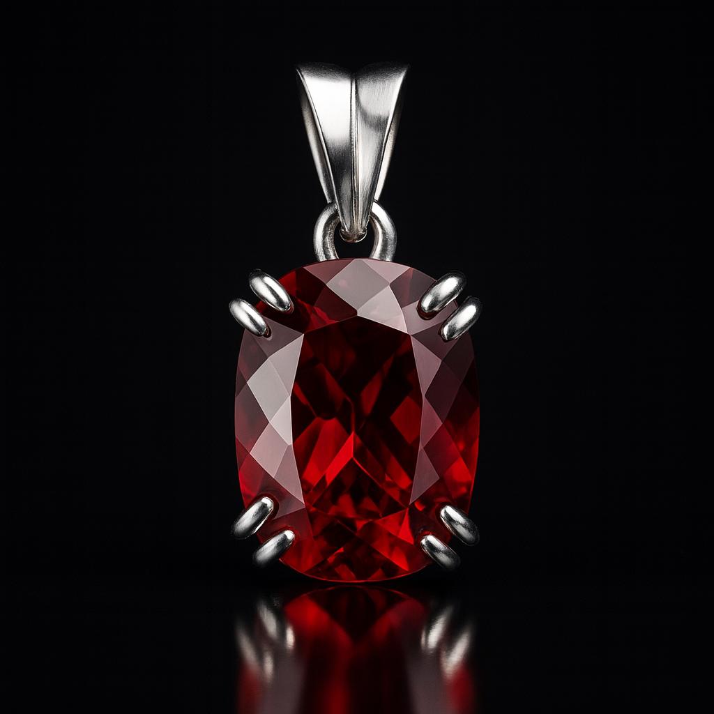 Certified 24 Ct Natural Red Ruby Cushion Gemstone 925 Sterling Silver Pendant