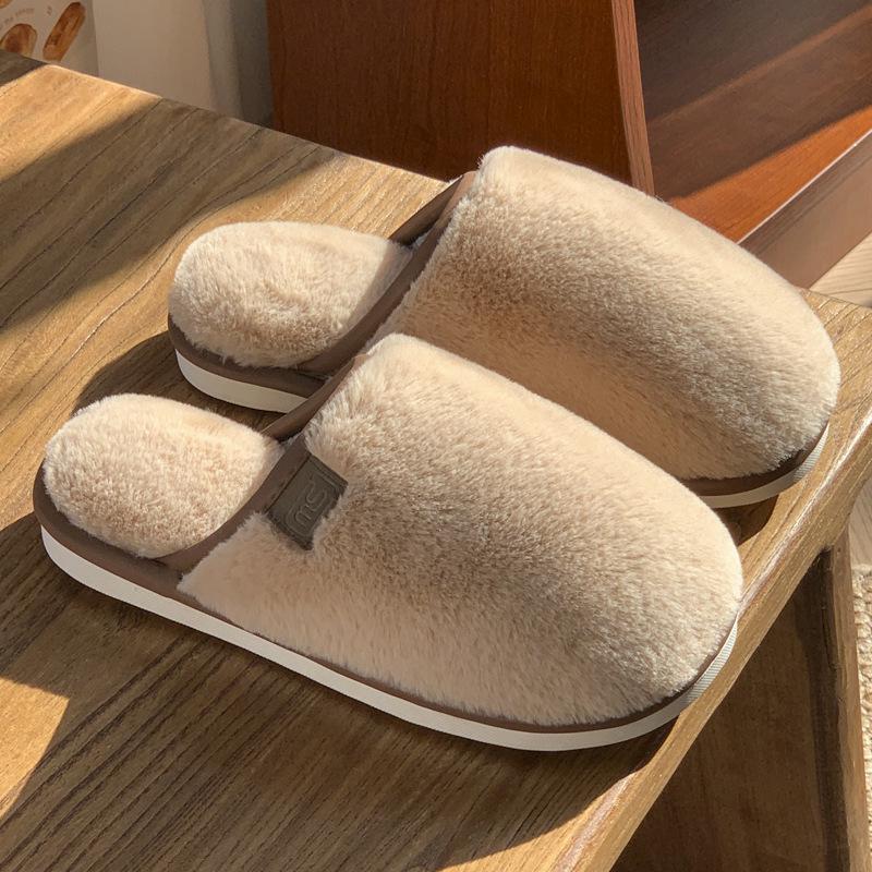 Soft Cotton Plush Winter Slippers: Warm, Non-Slip Indoor Footwear for Couples