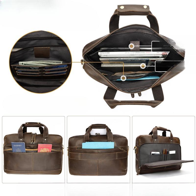 Мужской портфель, вместительная, из натуральной кожи, ручная деловая сумка, многофункциональная, одноплечевая сумка для компьютера