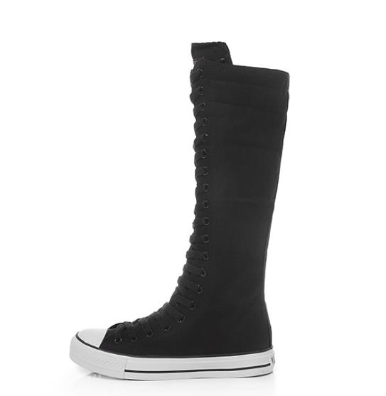 Fashion New Fashion 3Colors Women's Canvas Boots Lace Zipper Knee High Boots Boots Flat Shoes Casual High Help Punk Shoes Girls