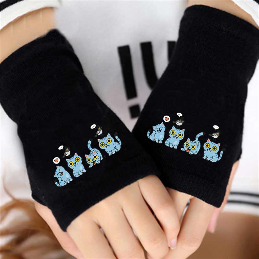 Cartoon Printed Fingerless Gloves For Boys And Girls