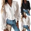 Women V-neck Butterfly Sleeve Wavy Edge Shirt Blouse