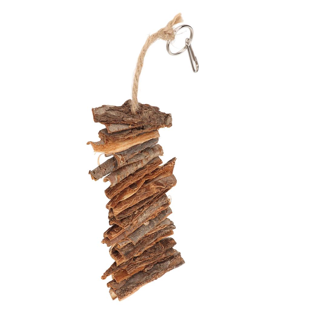 Bird Bark Chew Toys Natural Bite Resistant Relieve Boredom Hanging Chewing Toys for Parrots