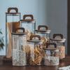 Японская кухонная банка для хранения: Цельнозерновые продукты, Сушеная кожура мандарина, Кофейные зерна - Стеклянный контейнер с крышкой из массива дерева, Большой объем, Различные размеры