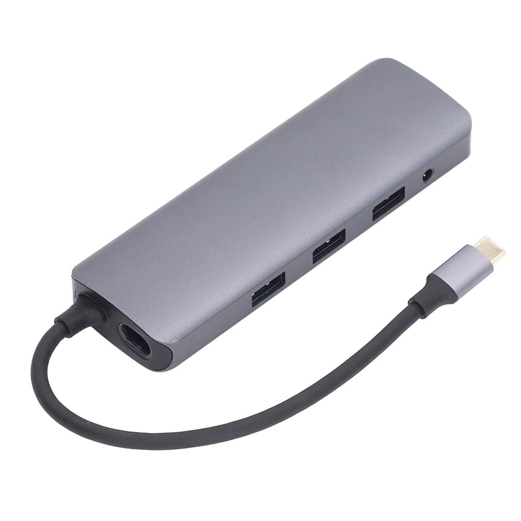 Docking Station 9 In 1 Aluminium Alloy USB Type C Hub Dual Monitors Docking Adapter 9 In 1