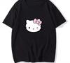 2026 ХеллоКитти Sanrio Печатная Хлопковая Футболка Летний Мультяшный Дизайн Детская С Круглым Вырезом Модная Свободная Посадка Повседневная Одежда