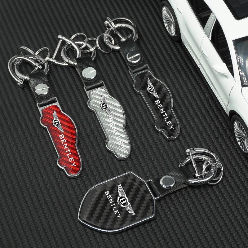 Carbon Fiber B-Bentley-B Car Keychain Keyring Key Ring Pendant for Bentley Continental GT MULLINER Bentayga Flying Hurtling Spur