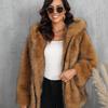 Imitation Fur Coat Solid Color Loose Hooded Short Fur Collar Coat Winter Coat Warm Winter Clothing