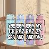 1PC I Love My Crazy Grandma Pattern 750ml Color Plastic Sports Water Bottle Leakproof Flip Straw Lid Suitable for Sports Office Home Use
