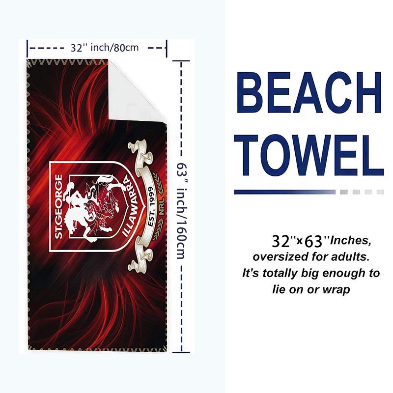 St George llawarra Print Beach Towel, Large Soft Quick Dry Towel for Beach Camping Swimming