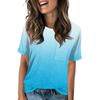 Women's Pocket Gradient Print Summer Short Sleeve Round Neck Casual Loose T-shirt Top