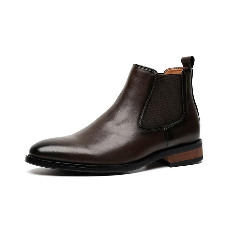 Бренд Мужские кожаные ботильоны Челси Дизайнерские Итальянские Классические ботинки Мужские Повседневные Теплые на меху Деловой ankle boots