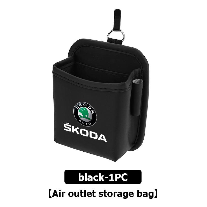 AAABS1 Car Air Outlet Storage Box Hanging Phone Lipstick Lighter Organizer Bag Holder For Skoda Octavia A5 A7 RS Fabia Superb Rapid