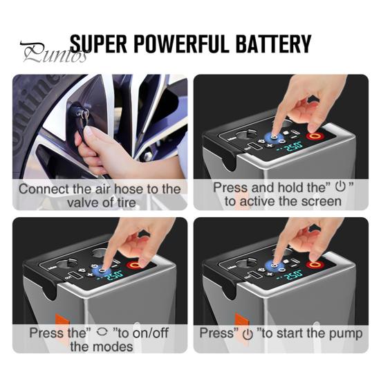 Многофункциональное пусковое устройство с воздушным насосом, 3 режима, регулируемый быстрый нагнетатель 150 фунтов на кв. дюйм, портативное пусковое устройство, воздушный компрессор с аварийным светом