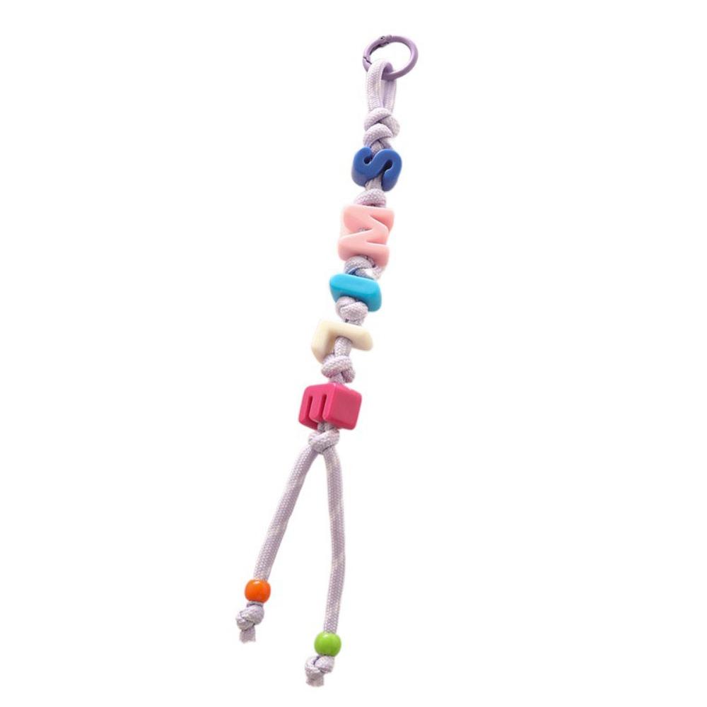 Anti-Lost Mobile Phone Lanyard Colorful Beaded Tassel Pendant Cute Acrylic Beads Keychain Gift