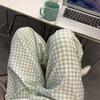 Wide Leg Casual Pants Women Stripe Plaid Baggy Home Pajama Fashion Girls’ Sleepwear  Spring Autumn