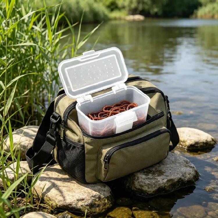 Breathable Fishing Live Baits Box Light Weight Plastic Live Baits Container Hanging Waist Plastic Baits Storage Box