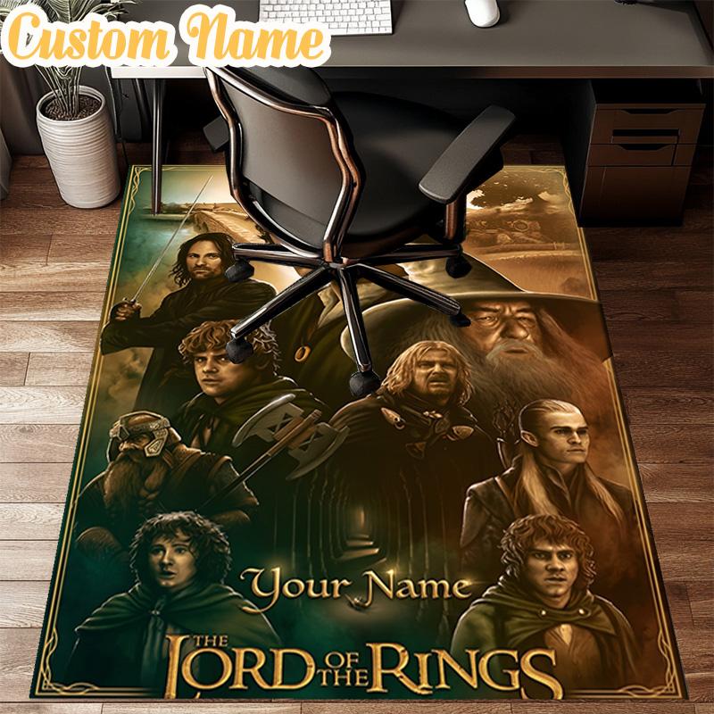 Custom Name Journey Through Middle-earth Rug Office Rug Chair Mat Non Slip Carpet Rugs for Bedrooms Dining Room Living Room Home Decor gifts