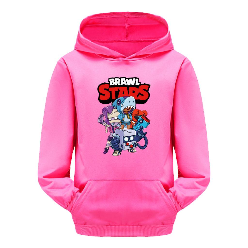 4093 Детские Худи для Мальчиков и Девочек Brawl Stars с Принтом, Карманные, с Длинным Рукавом и Капюшоном