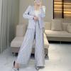 Women's High-End Fashion Pleated Two-Piece Set: Casual Jacket & Wide-Leg Pants