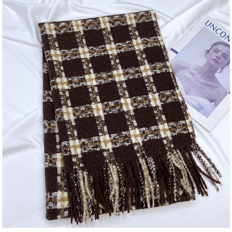 Autumn and Winter Plaid Scarf Women's New Imitation Cashmere Warm Scarf Men's Fashion Shawl Fashion Accessory for Casual Outings & Cold Weather