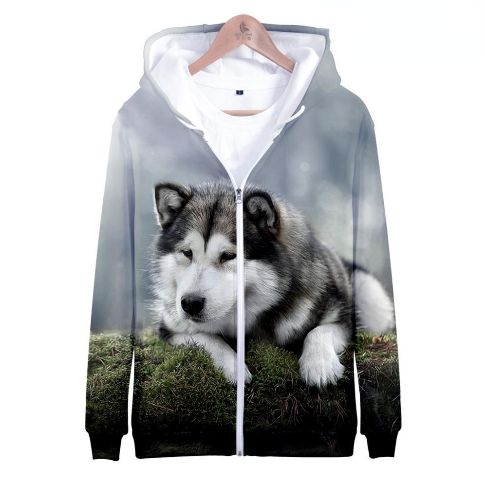 Autumn Dog Husky 3D Print Zip Hoodie Women Men Children Harajuku Sweatshirt Streetwear Hip Hop Zipper Hooded Jacket Male Tracksuit