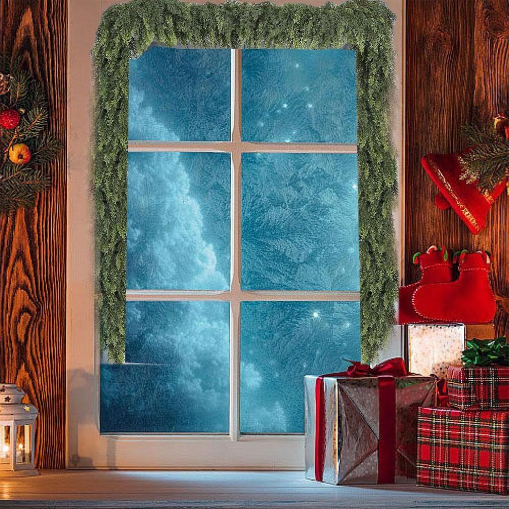 Кедровая гирлянда Реалистичная На ощупь Зимняя сосновая гирлянда для каминной полки Праздничные атмосферные реквизиты Принадлежности для вечеринки Каминная полка Камин Стена