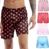 Men's Satin Boxers Silk Sleepwear Underwear Heart Print Shorts Lounge Beach Shorts