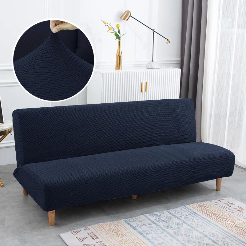 New Solid Color Sofa Bed Cover Elastic Armless Couch Cover Spandex Jacquard Non-slip Slipcovers Washable Sofa Protector For Home