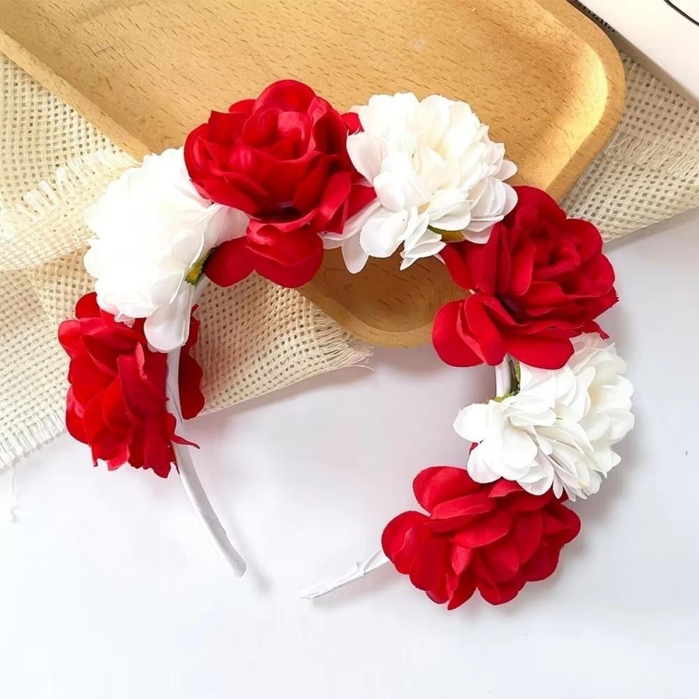 Vintage Artificial Flower Crown Romantic Bohemian Hair Accessories Colorful Floral Headband Women