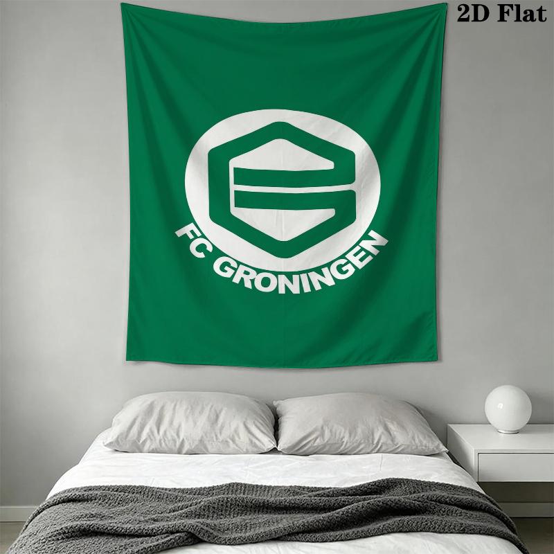 Football Club Groningen Wall Tapestry Aesthetic Wall Hanging Printed Fabric Blanket Decorative Tapestries for Bedroom Living Room Home Decor